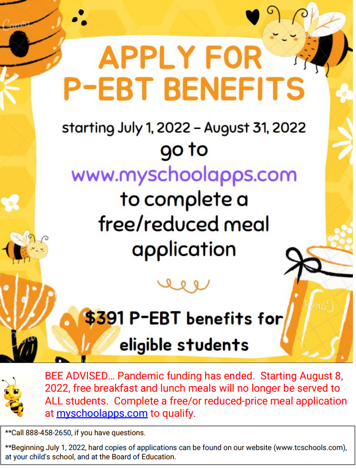 Apply for Free/Reduced Meals / P-EBT Benefits
