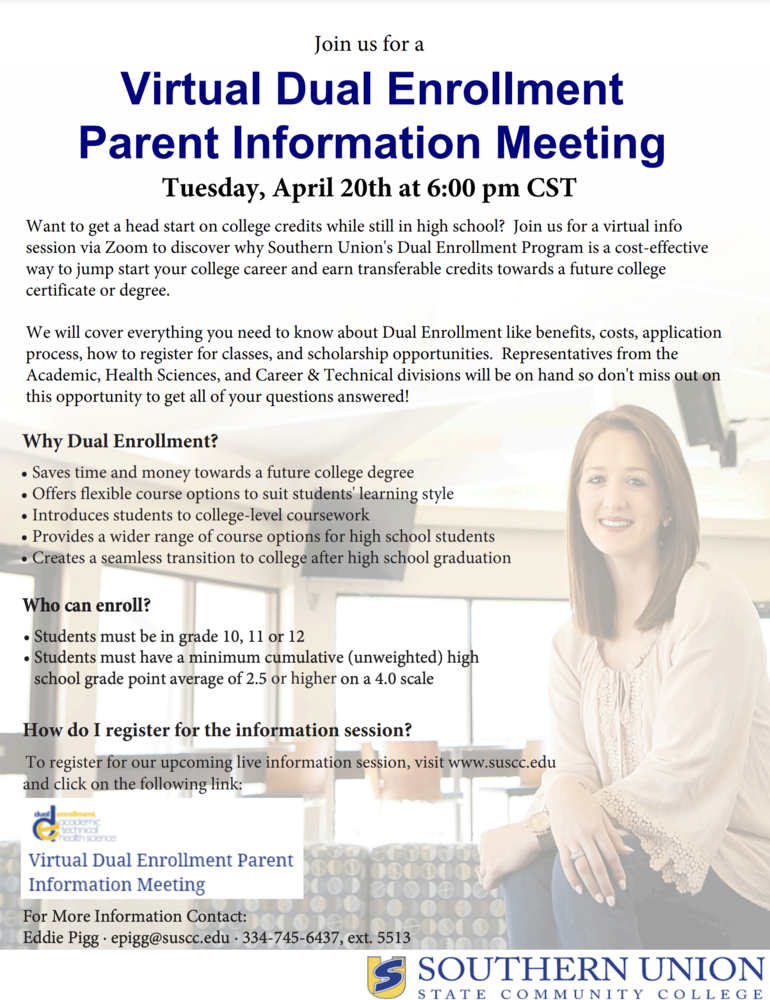 Dual Enrollment Parent Meeting - SUSCC
