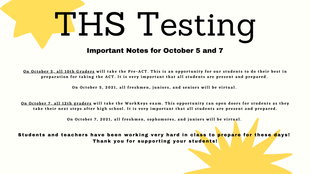 THS Testing Dates